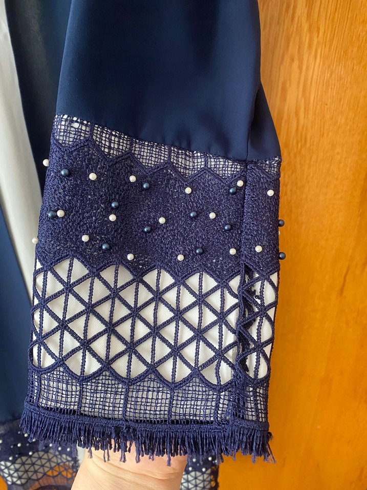 Nakışlı Lacivert Elbise Abiye - Görsel 2