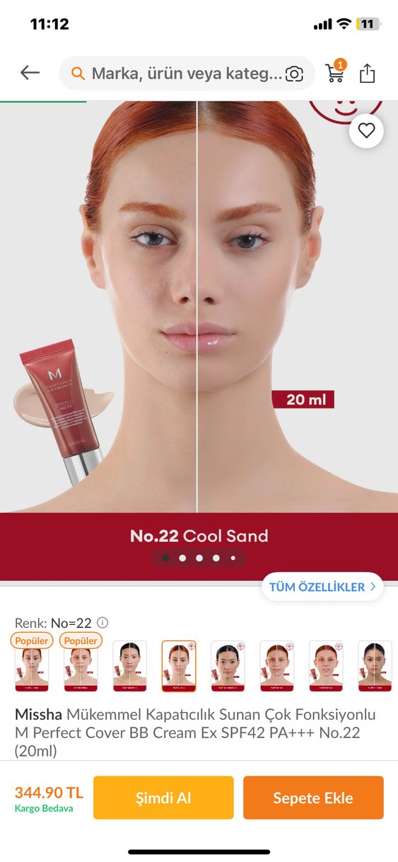 Missha bb krem No.22 Cool Sand 20 ml - Görsel 2