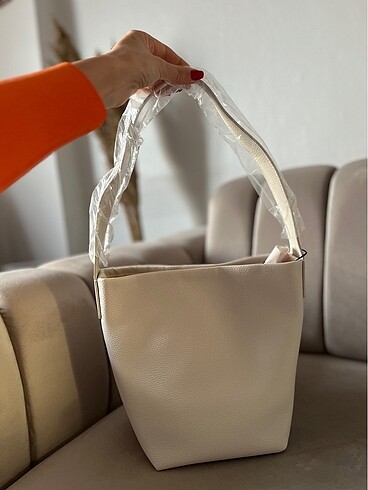 Mango kırık beyaz shopper çanta
