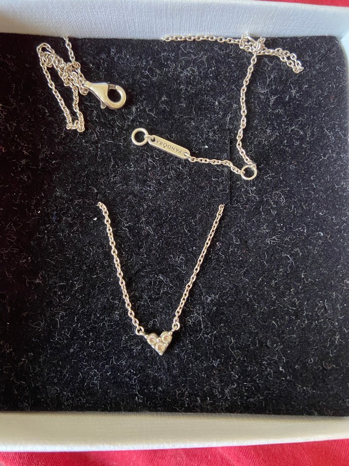 Pandora üç taşlı kalpli kolye - Görsel 3