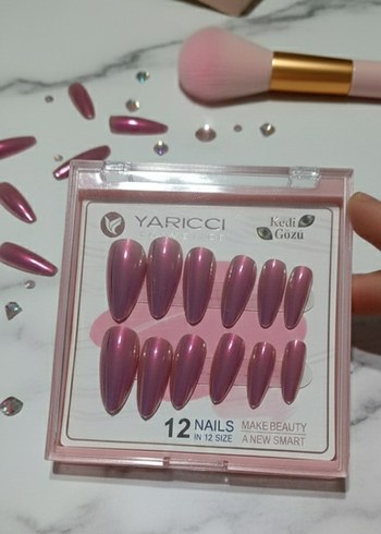 Sedefli Kedi Gözü Pembe Parlak Tırnak Seti - Görsel 2