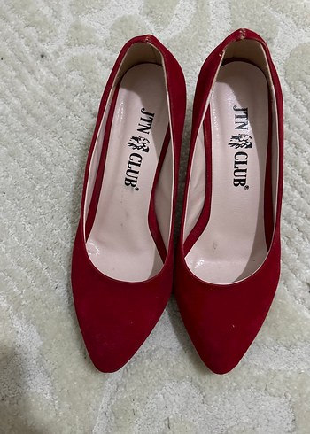 Klasik Kırmızı Süet Stiletto - Görsel 5