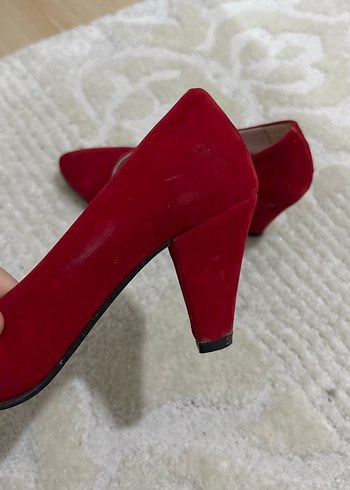 Klasik Kırmızı Süet Stiletto - Görsel 2