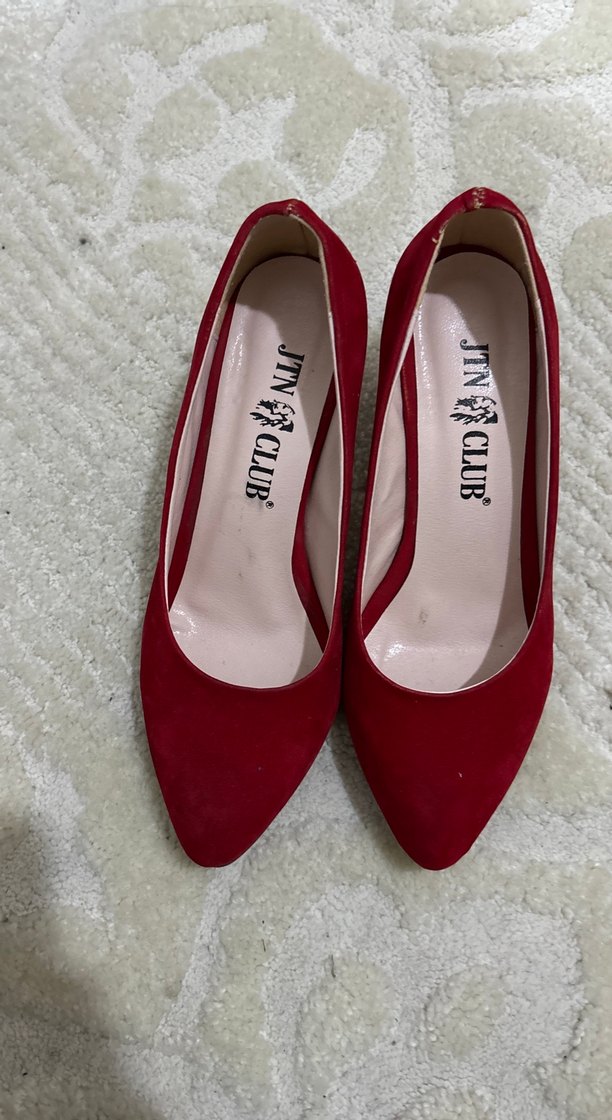 Klasik Kırmızı Süet Stiletto - Görsel 5