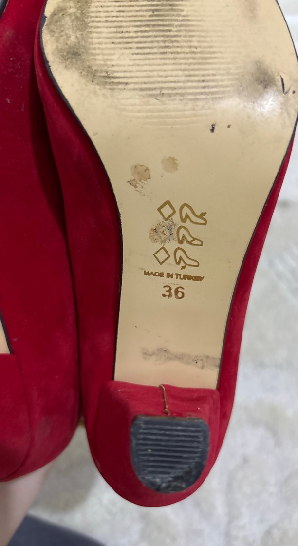 Klasik Kırmızı Süet Stiletto - Görsel 4