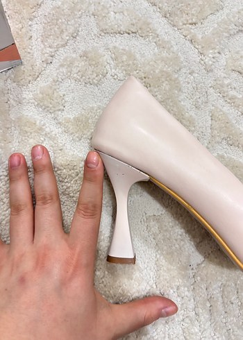 Bej Laced Stiletto Topuklu Kadın Ayakkabı - Görsel 6