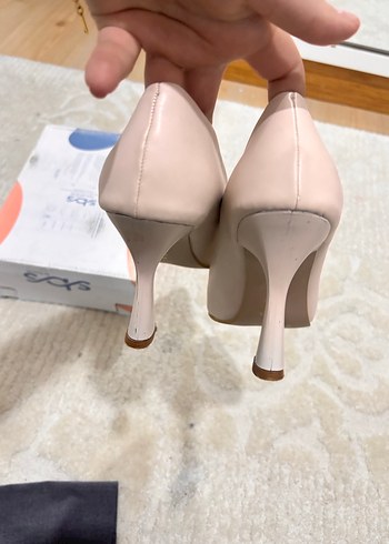 Bej Laced Stiletto Topuklu Kadın Ayakkabı - Görsel 3