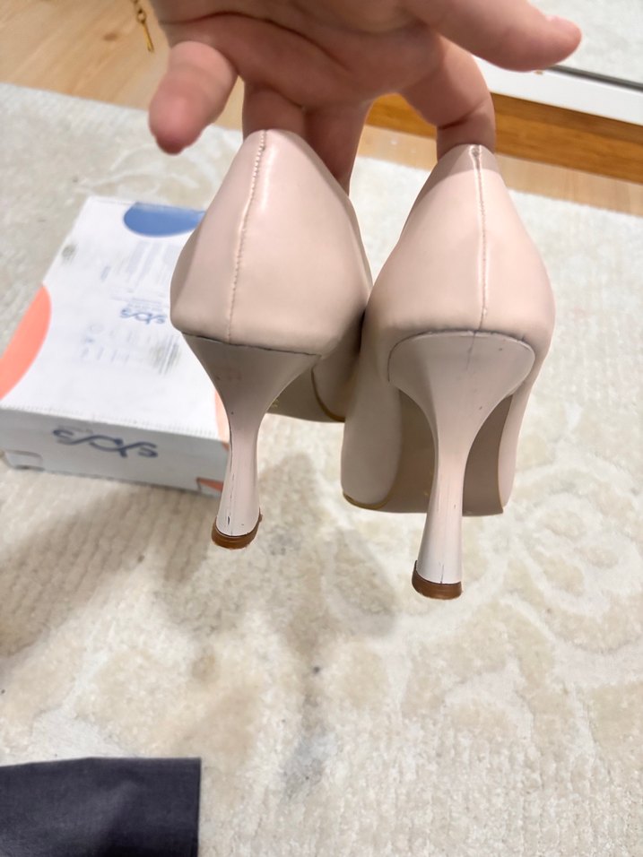 Bej Laced Stiletto Topuklu Kadın Ayakkabı - Görsel 3