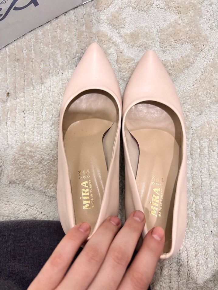 Bej Laced Stiletto Topuklu Kadın Ayakkabı - Görsel 5