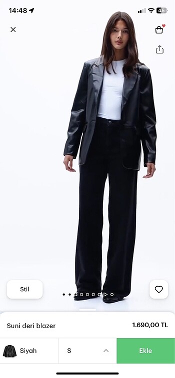 xs Beden Pull and Bear Suni Deri Blazer