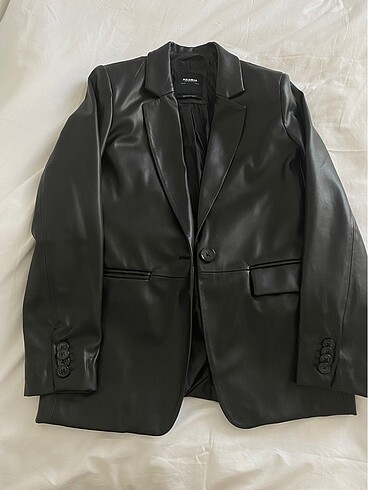 xs Beden siyah Renk Pull and Bear Suni Deri Blazer