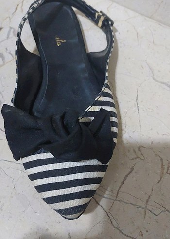 36 Beden mavi Renk zebra desenli kurdelali babet