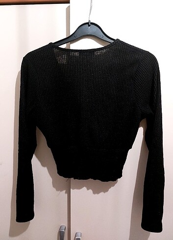 Mango Kruvaze Yaka Crop Bluz