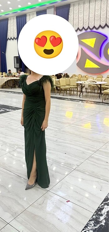 Abiye Yeşil tüylü abiye