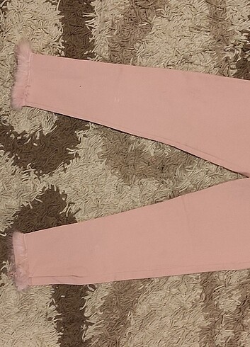 Pembe tüy detaylı çocuk tayt 