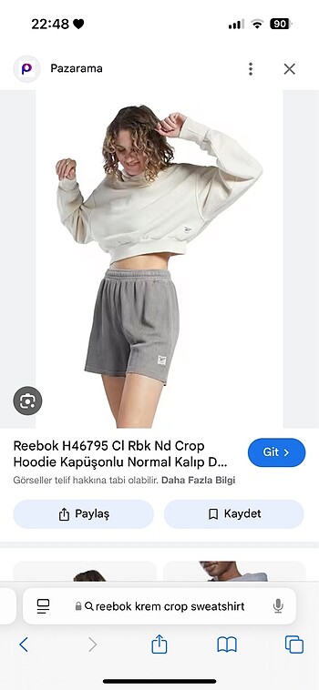 Reebok crop sweatshirt