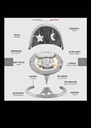 Bluetooth Özellikli Gri Bebek Ana Kucağı ELELE MARKA - Görsel 2