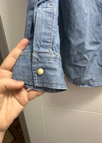 Kadın Mavi Denim Gömlek Uzun Kollu - Görsel 10