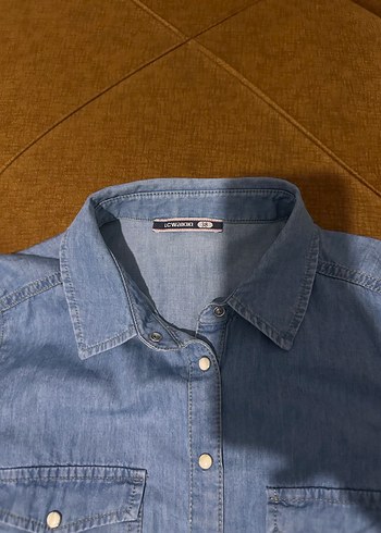 Kadın Mavi Denim Gömlek Uzun Kollu - Görsel 6