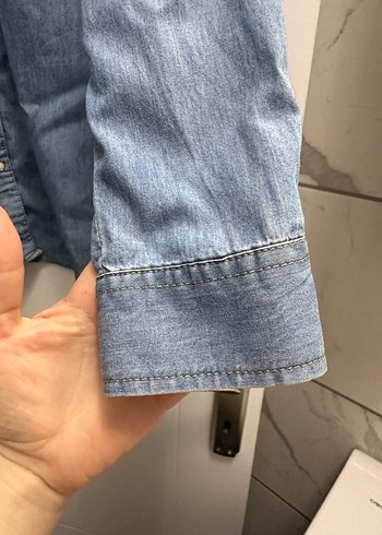 Kadın Mavi Denim Gömlek Uzun Kollu - Görsel 8