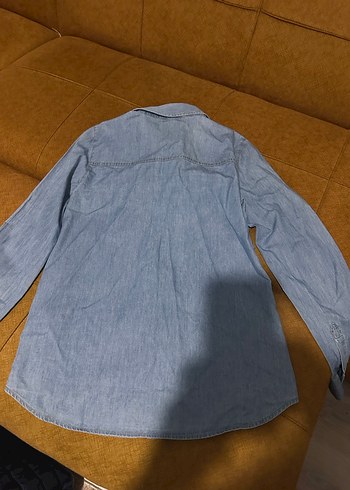 Kadın Mavi Denim Gömlek Uzun Kollu - Görsel 3