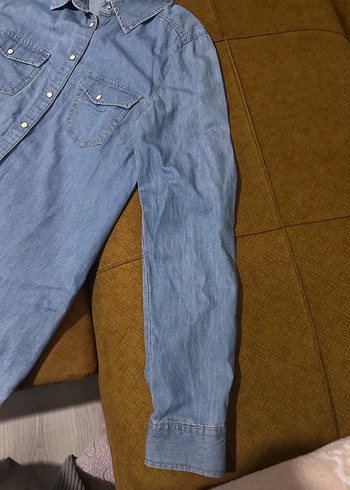 Kadın Mavi Denim Gömlek Uzun Kollu - Görsel 5