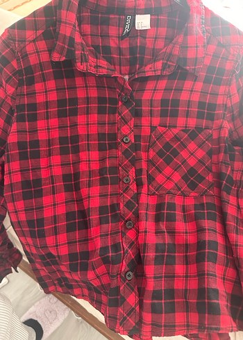 Kadın Kırmızı Kareli Uzun Kollu Gömlek - Görsel 4