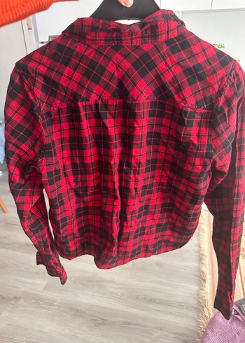 Kadın Kırmızı Kareli Uzun Kollu Gömlek - Görsel 3
