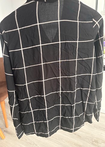 Düğmeli Siyah Kadın Keten Gömlek - Görsel 3