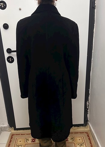 Siyah Süet Midi Kadın Kaban - Görsel 2
