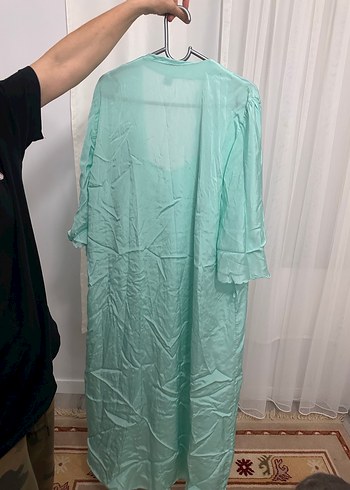 Turkuaz Vintage Bohem Uzun Kadın Gecelik - Görsel 4