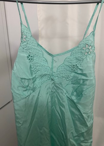 Turkuaz Vintage Bohem Uzun Kadın Gecelik - Görsel 2