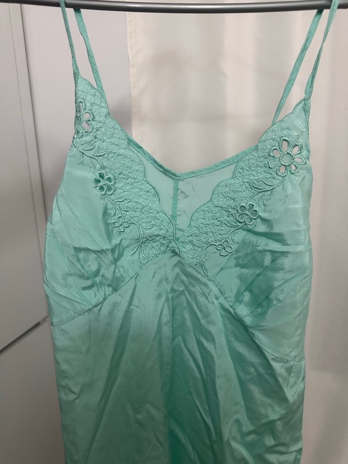 Turkuaz Vintage Bohem Uzun Kadın Gecelik - Görsel 2