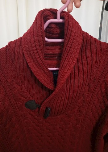 Bordo Örgü Boğazlı Erkek Kazak - Görsel 2