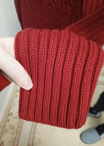 Bordo Örgü Boğazlı Erkek Kazak - Görsel 5