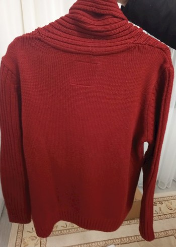 Bordo Örgü Boğazlı Erkek Kazak - Görsel 6