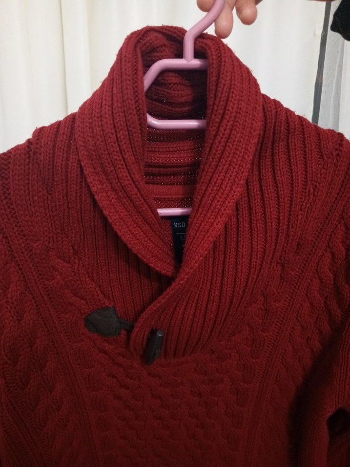 Bordo Örgü Boğazlı Erkek Kazak - Görsel 2