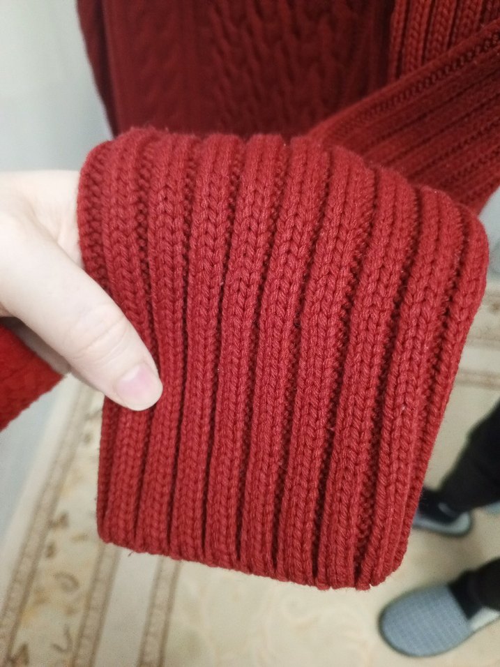 Bordo Örgü Boğazlı Erkek Kazak - Görsel 5