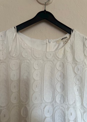 Dantel İşlemeli Beyaz Midi Bohem Elbise - Görsel 3