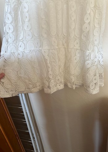 Dantel İşlemeli Beyaz Midi Bohem Elbise - Görsel 4