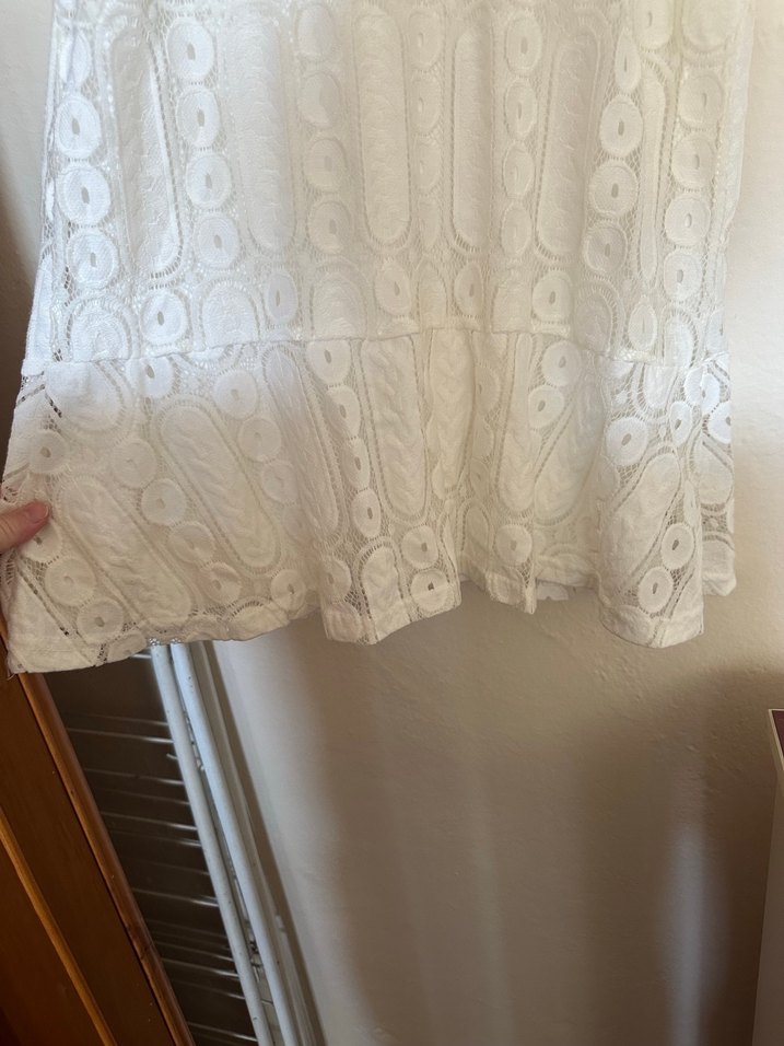 Dantel İşlemeli Beyaz Midi Bohem Elbise - Görsel 4