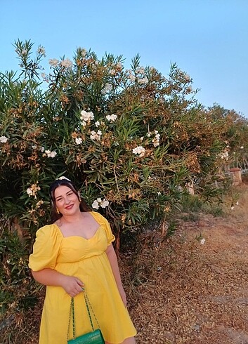 44 Beden sarı Renk Trendyol Curve Elbise 