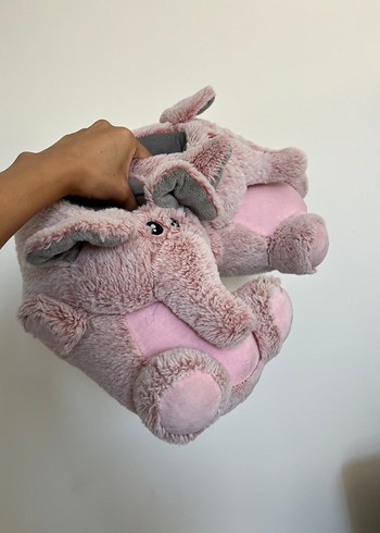 Twigy Pembe Peluş Fil Figürlü Yüksek Topuklu Terlik