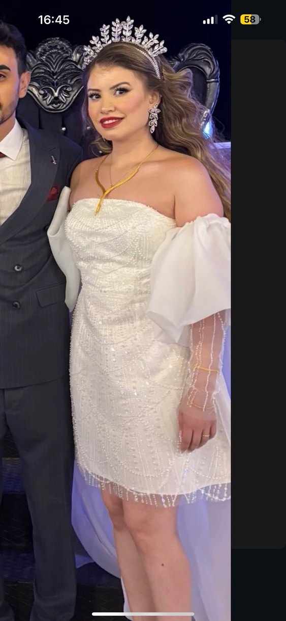 Straplez Mini Beyaz Düğün, after elbisesi - Görsel 3