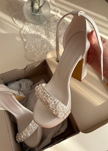 Modavien Kadın Beyaz 13 cm Platform Abiye Ayakkabı - Görsel 2