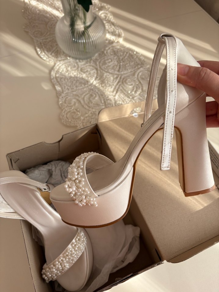 Modavien Kadın Beyaz 13 cm Platform Abiye Ayakkabı - Görsel 3