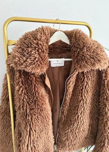 Kahverengi Kısa Kürk Detaylı Kadın Mont - Görsel 2