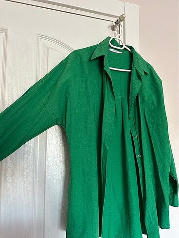 Yeşil oversize gömlek - Görsel 2