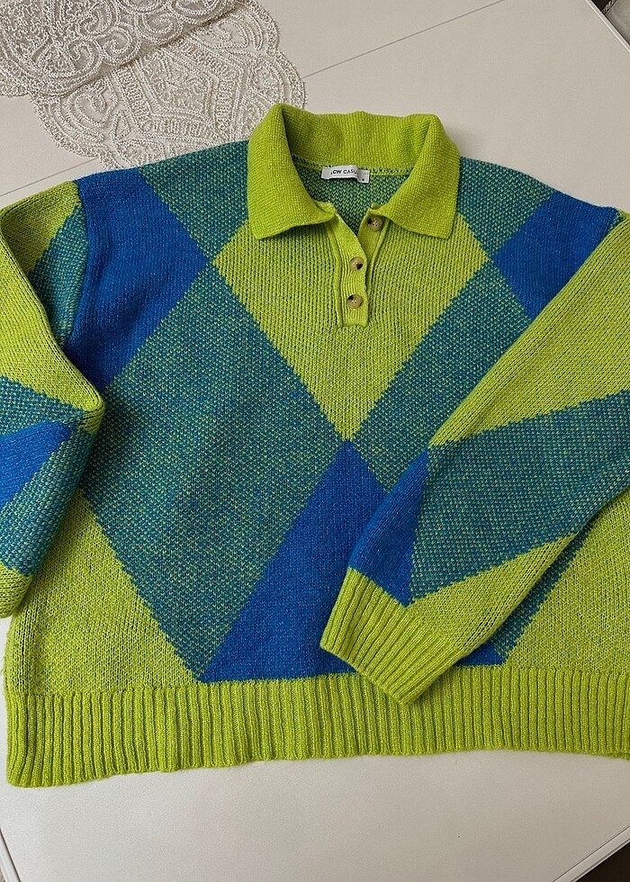 Baklava desenli lcw kalın kazak - Görsel 2