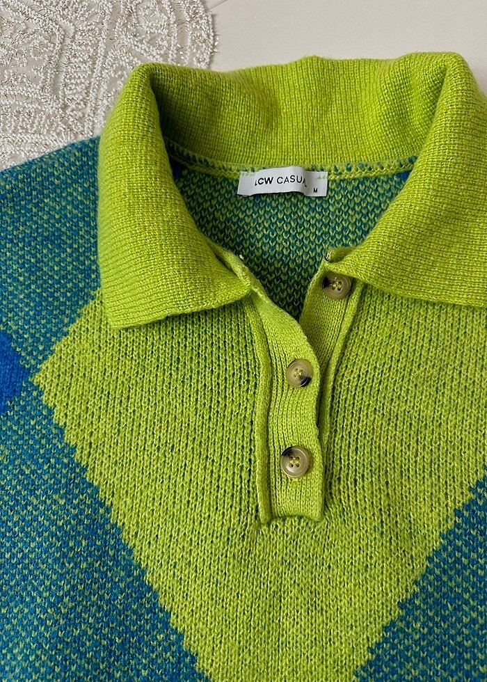 Baklava desenli lcw kalın kazak - Görsel 3